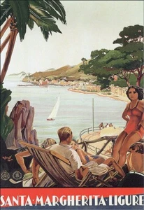 VIERO MIGLIORATI , POSTER SANTA MARGHERITA LIGURE MARIO PUPPO 25X35 - Picture 1 of 1