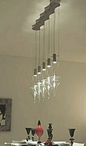 Lampadario a sospensione Moderno Vetro di Murano Originale Made in Italy 5 luci - Picture 1 of 11