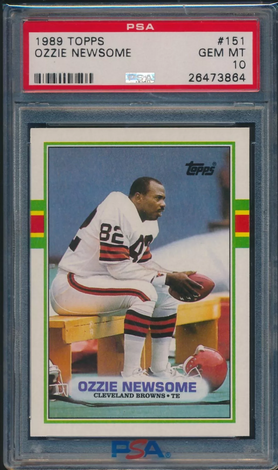 1989 Topps Football OZZIE NEWSOME #151 BROWNS PSA 10 GEM MINT
