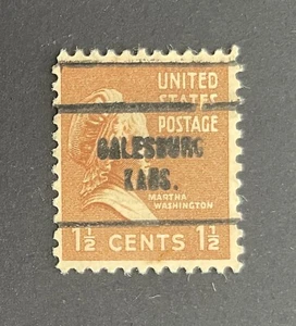 Galesburg, Kansas Type 704 Precancel - 1½ cents Martha Prexie U.S. #805 - KS - Picture 1 of 1