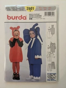 Burda 2801 - Adorable Child Mouse Elephant Costume Pattern Unopened Size 2-7 - Picture 1 of 2