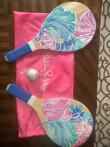 NEW GWP Lilly Pulitzer Beach Paddle Ball Set Multi Beach Please Pink 3 pc Set - Picture 1 of 10