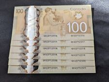 Uncirculated Rare 2011 Canada 100$, 6 Consecutive Bills