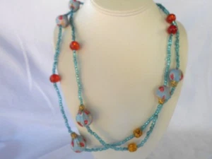 NEW FROM OVERSTOCK ITEMS, BLUE BEAD 52" LONG NECKLACE.......VERY NICE - Picture 1 of 5