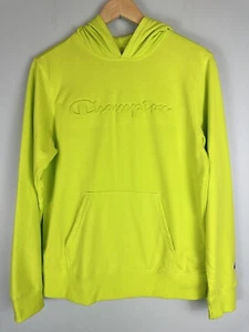 Champion Authentic Raised Logo Neon Yellow Athletic Hoodie Youth Size XL New - Picture 1 of 7