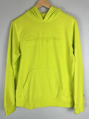Champion Auténtico Logo Elevado Amarillo Neón Sudadera con Capucha Atlética Juvenil Talla XL Nueva Foto 1 de 4