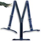 Blue Mens Alligator Suspenders Leather Adjustable Y-Shaped Braces Hooks Pants