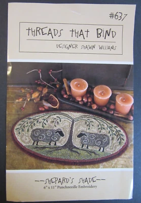 Threads That Bind #637 SHEPARD'S SHADE Punch Needle Embroidery Pattern Fabric - Image 1 of 4