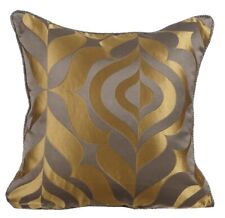 Gold & Grey Decorative Throw Pillow Cover, 16"x16" Silk Cushion-Grey gold Luxury