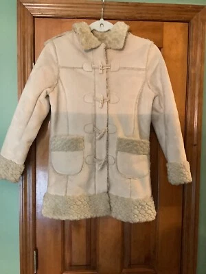 CHEROKEE  GIRLS SUEDE WITH FAUX FUR JACKET SZ LARGE HARDLY WORN  REMOVABLE HOOD - Image 1 of 4