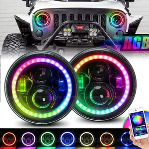 Par de faros LED halo RGB de 7" para camioneta Ford F-100 F-250 F-350 1953-1977 - Imagen 1 de 12