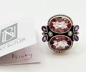 Nicky Butler Rose Pink Quartz Doublet 925 Sterling Silver Ring Size 9 Brand New - Picture 1 of 14