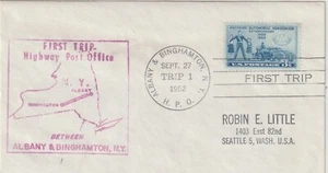 Erste Reise Autobahn Post Büro HPO zwischen Albany & Binghamton, NY. Trip 1, 1952 - Bild 1 von 2