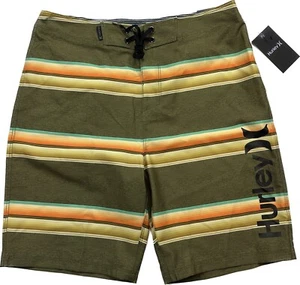 Hurley Board Shorts Serape Stripes Green Swim Men's Size 32 - Picture 1 of 9