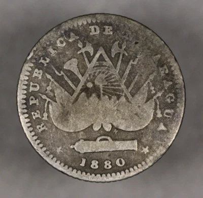 1880 Nicaragua Silver 10 Centavos - Image 1 of 2