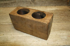  2 Hole Wooden Sugar Mold Wood Candle Holder Primitive  