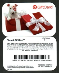 TARGET Bullseye Puppy for Christmas ( 2007 ) Gift Card ( $0 ) - RARE - Picture 1 of 1