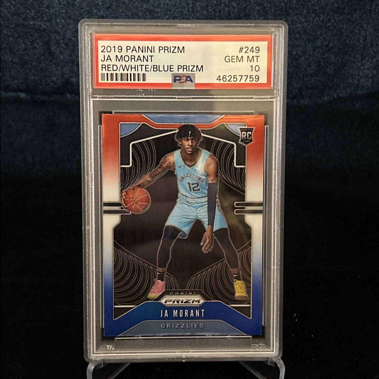 Ja Morant 2019-20 Panini Red White Blue Prizm #249 RC Rookie PSA 10 GEM MINT