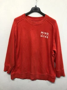 Aerie Women Down To Earth Crew Sweatshirt Oversized Size Large Orange B291 -29 - Picture 1 of 15