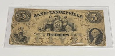1855 $5 Bank of Yanceyville NC Obsolete Currency (Haxby NC-105 G6 P-1560) Note - Image 1 of 2