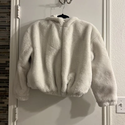 Art Class Girls Ivory Faux Fur Hooded Pea Coat Size L (10/12) - Image 1 of 4