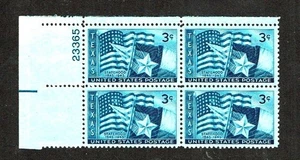 1945 U.S. CLASSIC 3c Blue TEXAS STATEHOOD Plt#Blk Sc#938 M/NH/OG * Pristine - Picture 1 of 1