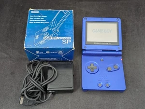 B686 Nintendo Gameboy Advance SP console Azlite Blue Japan GBA w/box adapter x - Picture 1 of 11
