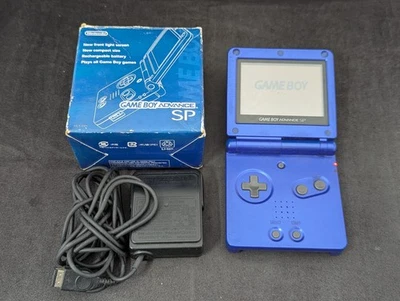 B686 Nintendo Gameboy Advance SP console Azlite Blue Japan GBA w/box adapter x - Image 1 of 4