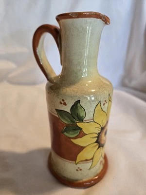 Botella de aceite Toscana firmada por Casantonio Cortona girasol toscano hecha a mano 6" *LEER* Foto 1 de 4