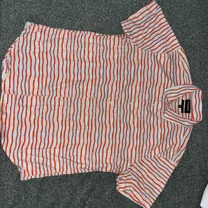 Bonobos Slim Fit Button Down Shirt Red Yellow Blue Wavy Striped All Over Print  - Picture 1 of 3