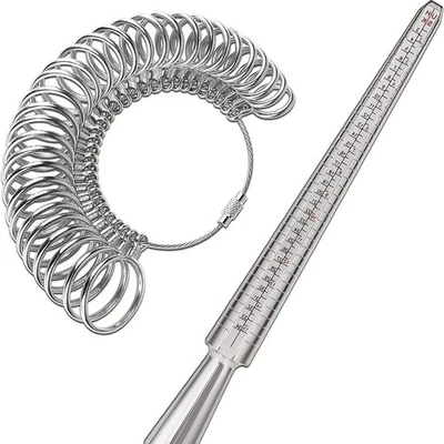 Kit de tamaño de anillo de 4 piezas - Herramienta de medición de precisión con anillos de metal y mandril Foto 1 de 4