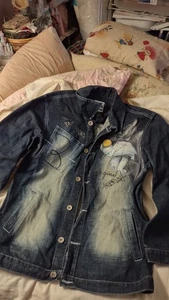 Lotto29 giacca denim uomo L blu aerografo Looney Tunes cartone animato Sylvester Bugs anni 00 - Foto 1 di 5