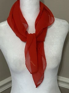 Womens Scarf Sheer Chiffon Red Head Neck Hair 26" X 26" Vintage 1960s Polyester - Picture 1 of 2