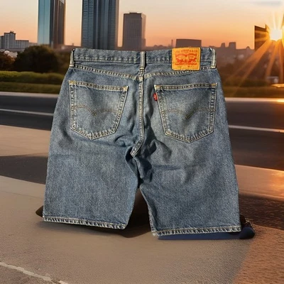 Pantalones Cortos Denim Levi’s 505 Para Hombres 34 Patinador Grunge Hip Hop Pantalones Cortos Azul Bolsillos Y2K Foto 1 de 4