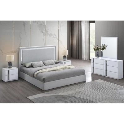 Moderno Juego de Dormitorio California King Madera Gris/Blanco 5 Piezas Foto 1 de 4