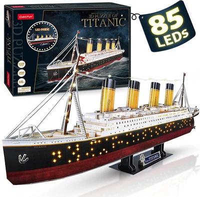 Puzzle 3D LED Titanic - Regali Di San Valentino Grande Nave Modello Kit Di Costr - Immagine 1 di 4