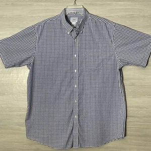 Camicia uomo LL Bean blu a quadri bianca maniche corte vestibilità tradizionale taglia XL - Foto 1 di 8