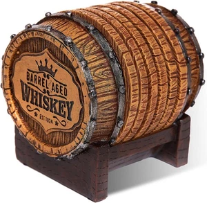 Cabin Obsession Whiskey Barrel Coaster Set – Handcrafted Brown - Picture 1 of 6