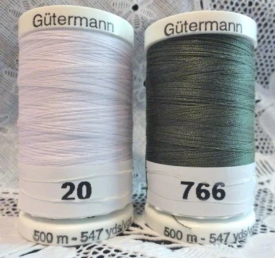 NEW White & Green GUTERMANN 100% polyester sew-all thread 547 yards Spools  - Image 1 of 2
