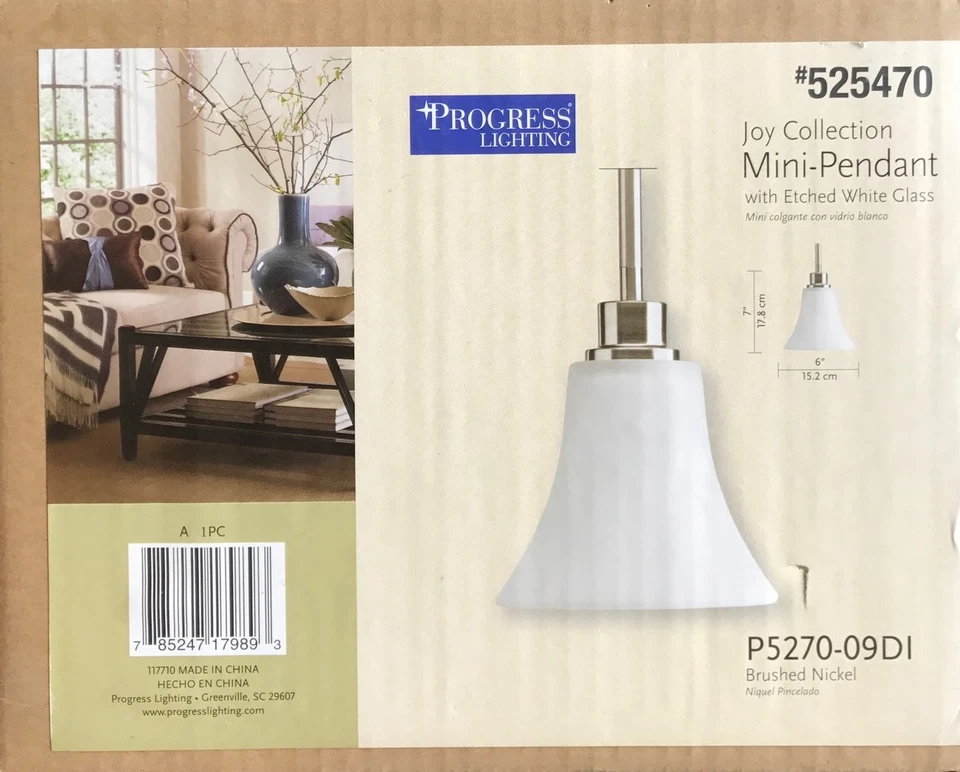 PROGRESS LIGHTING "JOY" Mini-Luz Colgante Contemporánea - Níquel Cepillado - NUEVO Foto 1 de 1