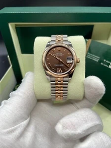 Rolex Datejust 31mm Two Tone 18k Rose Gold Chocolate Diamond Dial 178241 - Picture 1 of 7