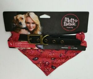 Mutt Nation Miranda Lambert Leather Dog Collar Bandana Red Large Up To 90lbs