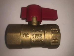 3/4 ZOLL GEWINDE IPS NPT GAS KUGELHAHN BLEIFREI MESSING 1/4 UMDREHUNG ABSPERRUNG 75 PSI  - Bild 1 von 6