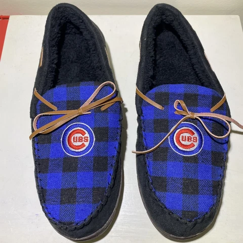 Foco Baseball Chicago Cubs Men’s Moccasin Slippers Blue/black Size Large Cover