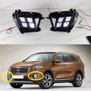Pair DRL Daytime Running Lights LED Driving Fog Lamp Light For Kia Sorento 2015 - Picture 1 of 5