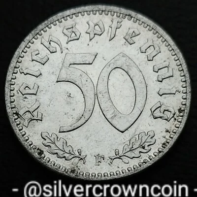 Germany 3d Reich 50 Reichspfennig 1944 F. KM#96. 50 Pfennig coin. Stuttgart Mint - Image 1 of 4