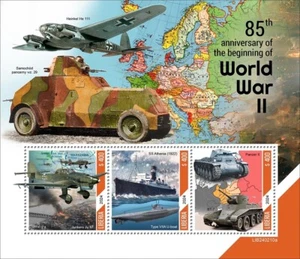 85 Years of Beginning of World War II Planes Ships MNH Stamps 2024 Liberia M/S - Picture 1 of 1