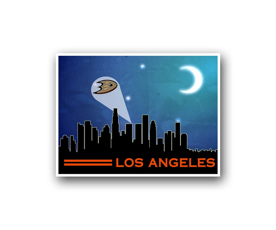 Anaheim Ducks Poster City Skyline Art Print Man Cave Decor 12x16" Foto 1 de 1