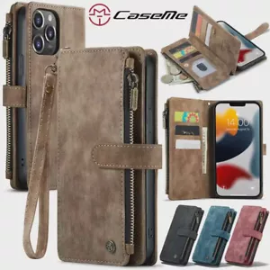 CaseMe Reißverschluss Wallet Leder Hülle für iPhone 16e 15 14 13 12 11 Pro XS Max XR 87 - Bild 1 von 59