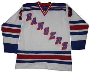 Vintage 1980s James Patrick #3 New York Rangers Mesh Hockey Jersey Adult Large - Photo 1/6